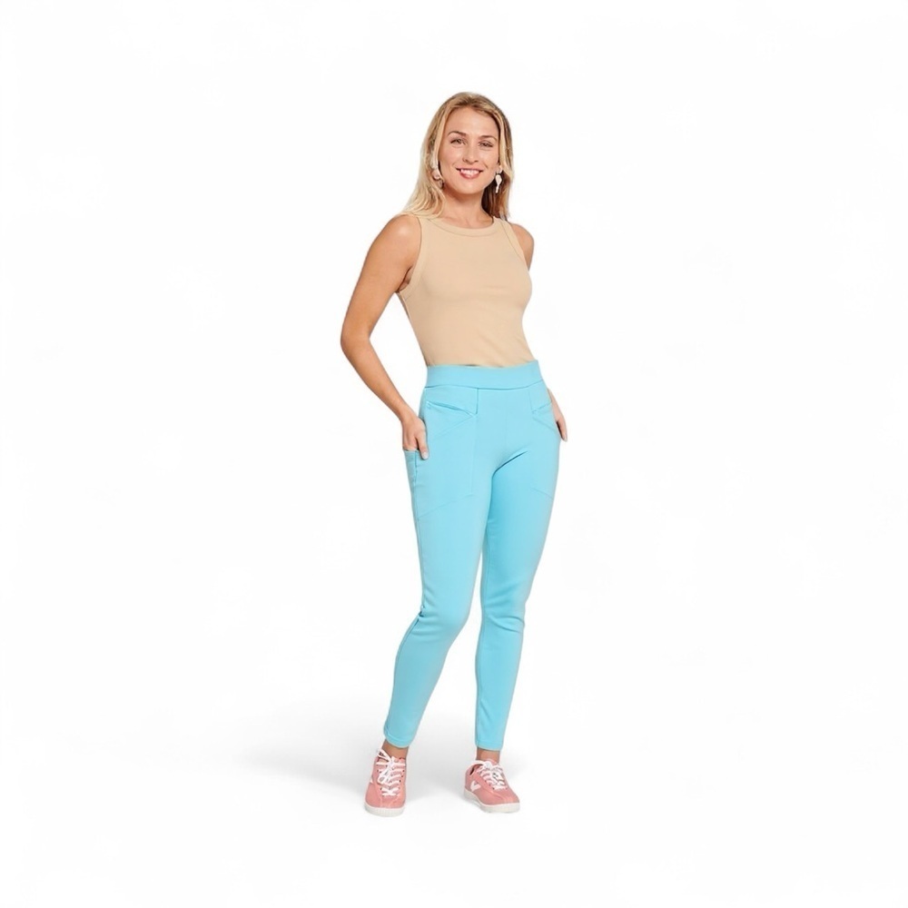 Betabrand Light Blue Pull-On 6 Pocket Journey Pants Women’s In Petite Large